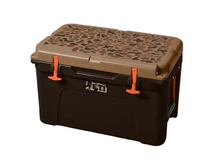 A photo of the Yeti Tundra 45 Hard Cooler in colour wetlands camo.