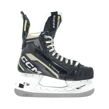 A photo of the CCM Tacks AS-V Senior Hockey Skates 2022 edition with Step Steel side view