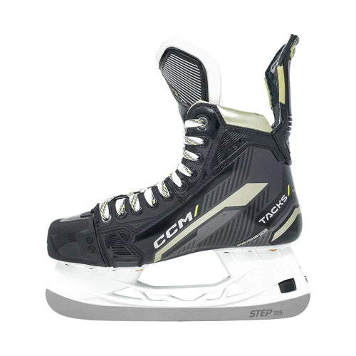 A photo of the CCM Tacks AS-V Senior Hockey Skates 2022 edition with Step Steel alternative side view