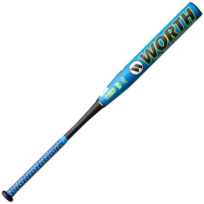 A photo of the Worth Bedlam Phil Matte 13.5 inch barrel XL USSSA Load Barrel Slow Pitch Bat in colour blue front worth view