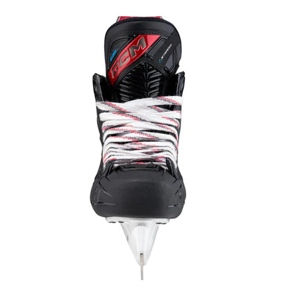 A photo of the CCM JetSpeed Control Intermediate Hockey Skates 2023 source for sports exclusive in colour black and red front view.