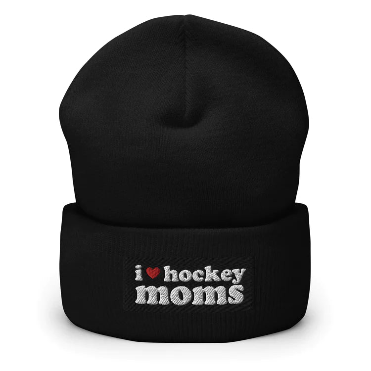 Hockey Benders I Heart Hockey Moms Beanie in black