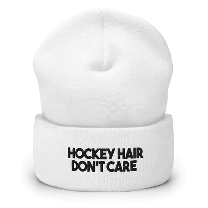 Hockey Benders Hockey Hair Don't Care Beanie in white