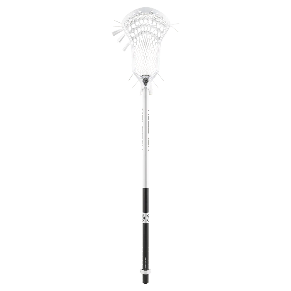 A photo of a Maverik Kinetik Carbon Complete Lacrosse Stick in colour white front view
