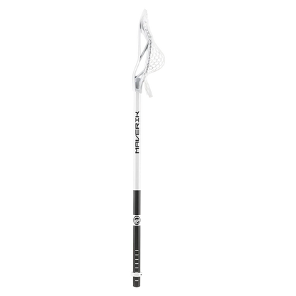 A photo of a Maverik Kinetik Carbon Complete Lacrosse Stick in colour white side view