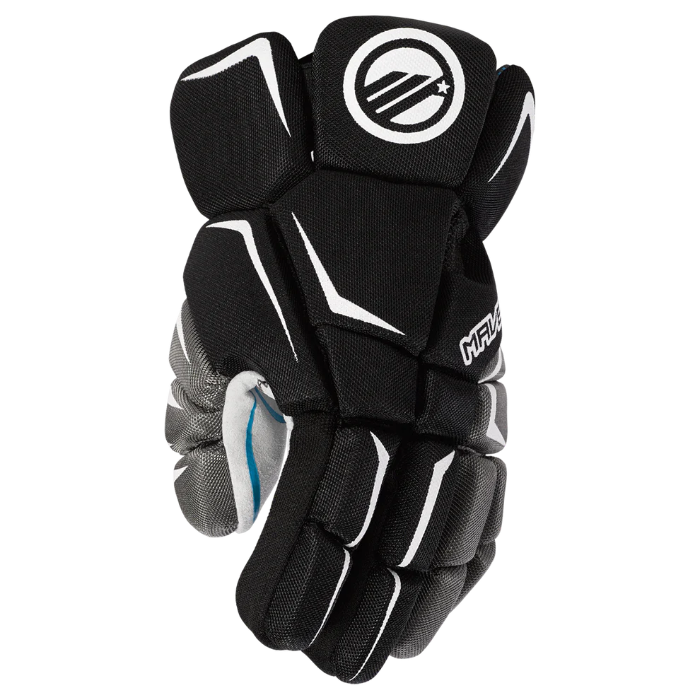 A photo of the Maverik Charger Lacrosse Gloves in colour black front view