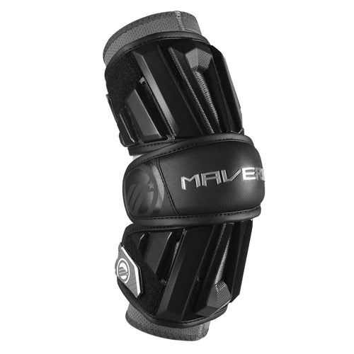 A photo of the Maverik Max Lacrosse Arm Guard elbow pad in black 