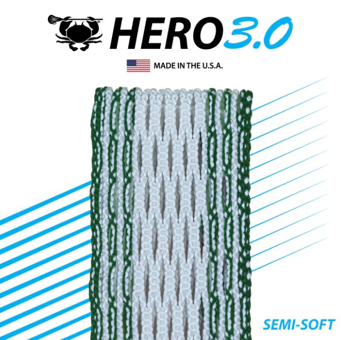 A photo of the ECD Lacrosse Hero 3.0 Semi-Soft Mesh in kelly green colour.