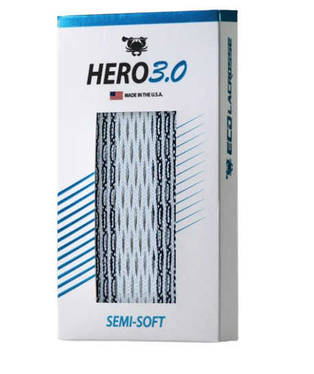 A photo of the ECD Lacrosse Hero 3.0 Semi-Soft Mesh in package.