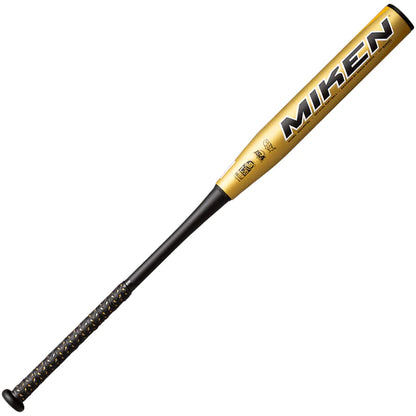 A photo of the Miken PRO M1 Kyle Pearson USSSA Maxload Barrel Slo-Pitch Bat In colour gold front miken view.
