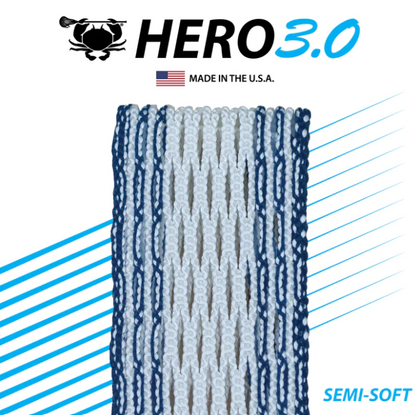 A photo of the ECD Lacrosse Hero 3.0 Semi-Soft Mesh in Navy Blue colour.