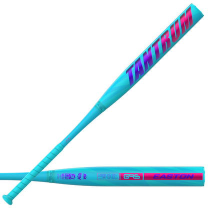 A photo of the Easton Tantrum Loaded 13" 2-Piece Slo-Pitch Softball Bat (2026) in colour blue with red and purple text.