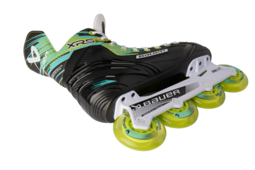 A photo of the Bauer XRS RH Intermediate Roller Skate in colour black and green.