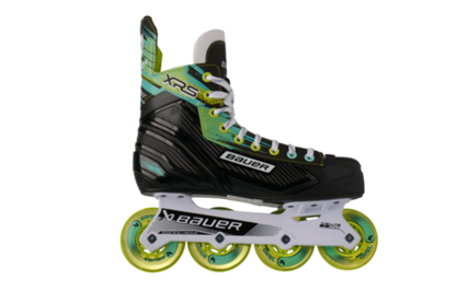 A photo of the Bauer XRS RH Intermediate Roller Skate in colour black and green.