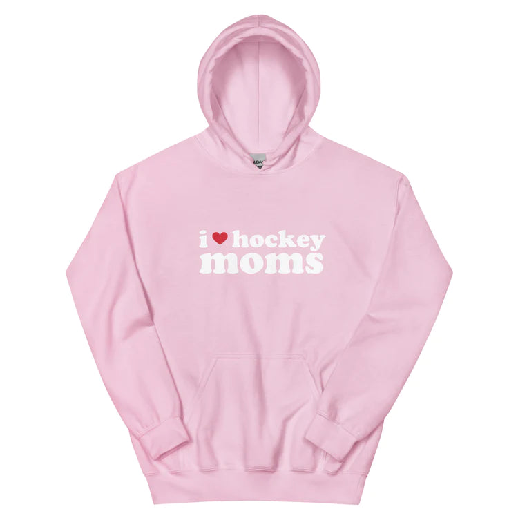 This is the pink I heart hockey moms Hockey Benders hoodie