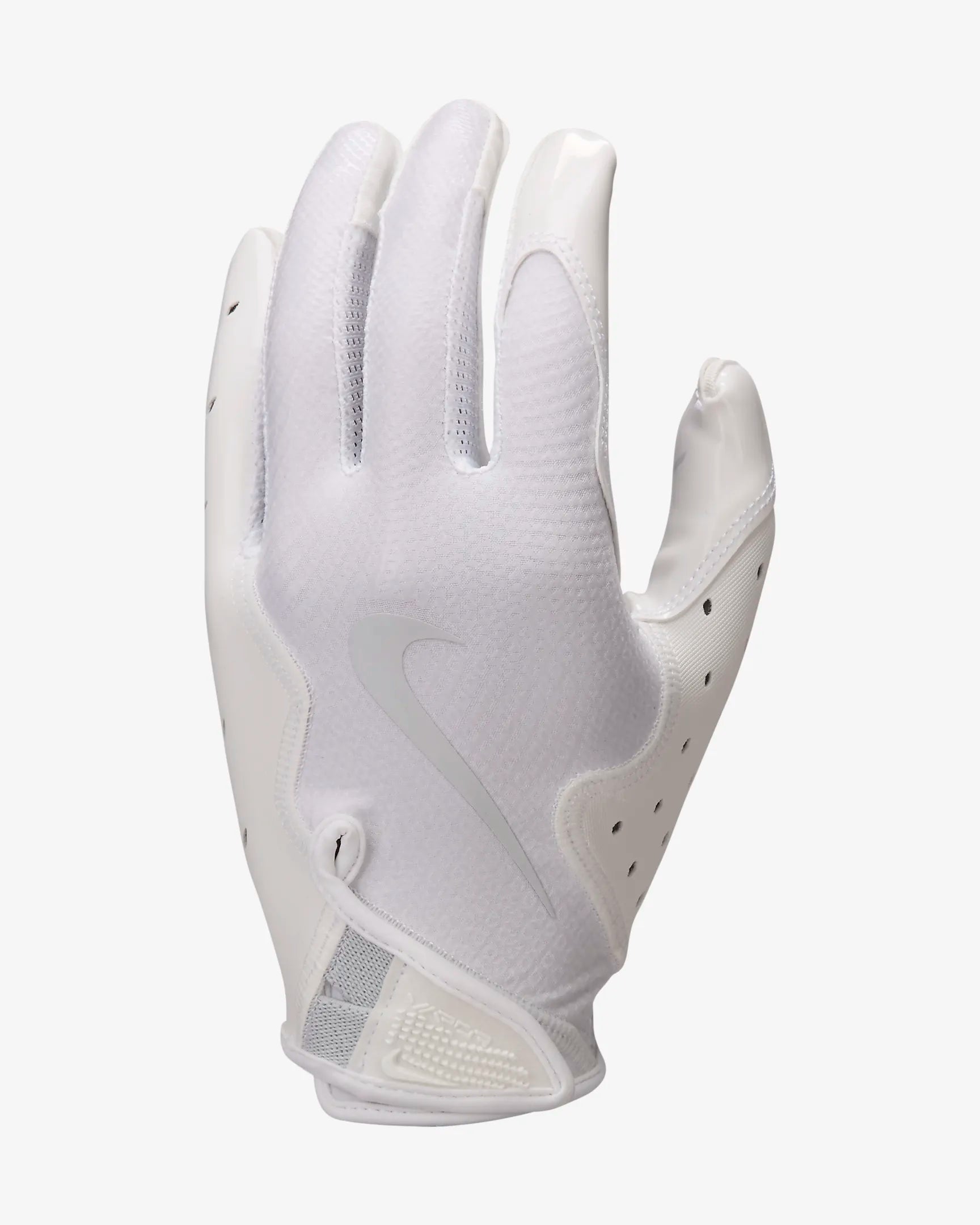 A photo of the Nike Vapor Jet 8.0 Football Gloves in colour white with white nike check