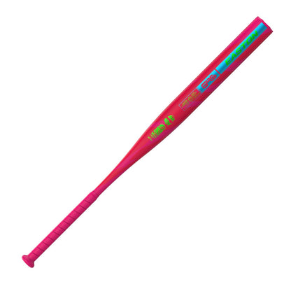 A photo of the Easton Tantrum Balanced 13" 1-Piece Slo-Pitch Softball Bat (2026) in colour red with green and blue text.