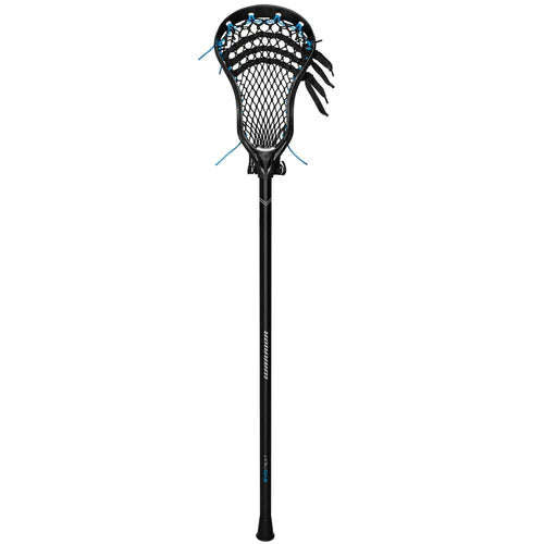 A photo of the Warrior EVO Next Complete Lacrosse Stick in black colour front view