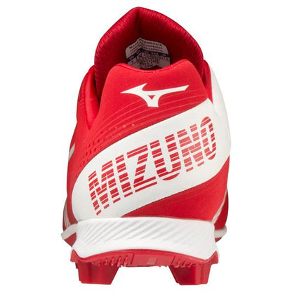 A photo of the Mizuno Wave LightRevo TPU Low Men's Molded Baseball Cleats in colour red and white, 